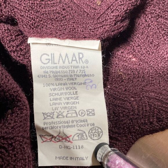 Iceberg Made In Italy 100% Wool Pointelle Cardigan Lightweight Beaded Open Front - Picture 12 of 12